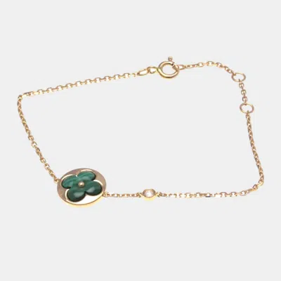 Pre-owned Louis Vuitton Bracelet Sun Blossom Bb Pink Gold 18k Malachite Charm Bracelet Pink Gold