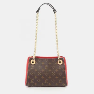 Pre-owned Louis Vuitton Surenne Bb Chain Shoulder Bag Monogram Canvas Cerise In Brown
