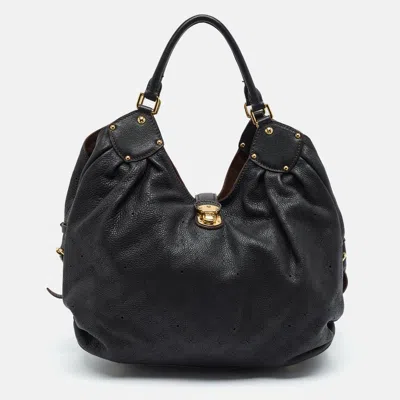 Pre-owned Louis Vuitton Surya Xl Black Monogram Mahina Leather Bag