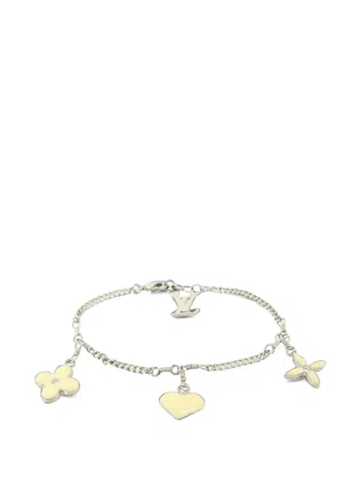 Pre-owned Louis Vuitton Sweet Monogram Charm Bracelet In Silver