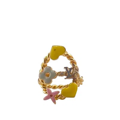 Pre-owned Louis Vuitton Sweet Monogram Gold Metal Band Ring ()