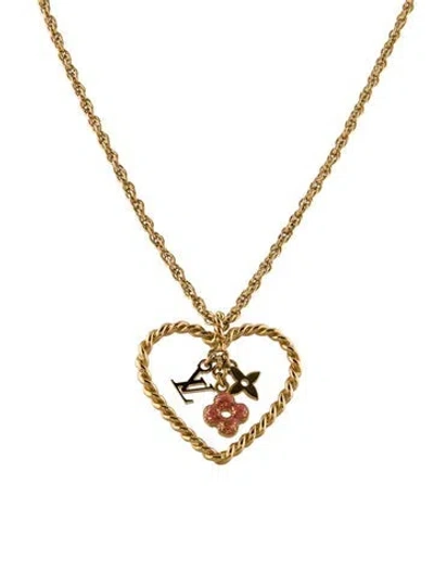 Pre-owned Louis Vuitton Sweet Monogram In My Heart Pendant Necklace, 17.5" In Pink