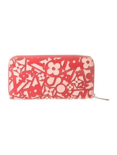 Pre-owned Louis Vuitton Sweet Print Vernis Patent Leather Zippy Wallet In Red