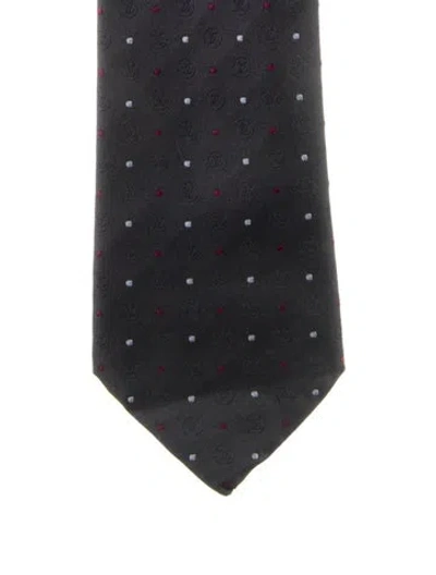 Pre-owned Louis Vuitton Swiss Dot Silk Tie In Gray