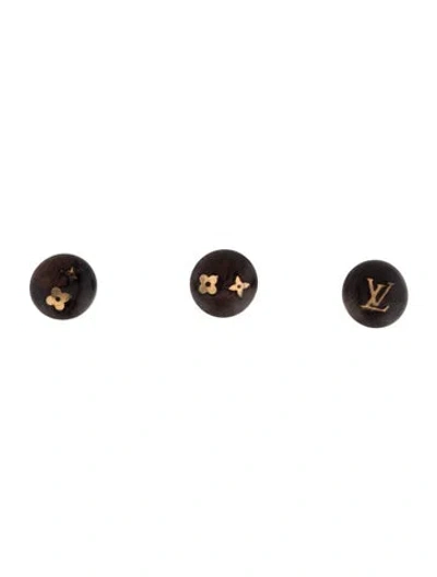 Pre-owned Louis Vuitton Sylvania Wood Monogram Earring Set In Brown