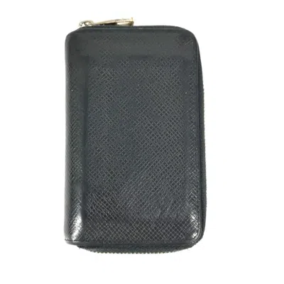 Pre-owned Louis Vuitton Taiga Ardoise Black Taiga Leather Coin Purse/coin Case ()
