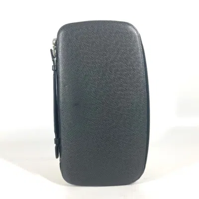 Pre-owned Louis Vuitton Taiga Ardoise Black Taiga Leather Long Wallet (bi-fold) () In Multi