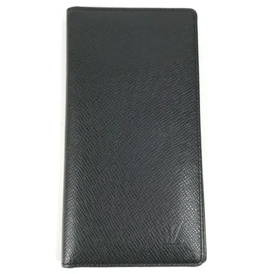 Pre-owned Louis Vuitton Taiga Ardoise Black Taiga Leather Long Wallet (bi-fold) () In Multi