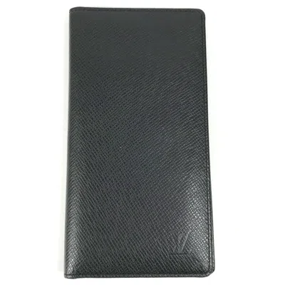 Pre-owned Louis Vuitton Taiga Ardoise Black Taiga Leather Long Wallet (bi-fold) () In Multi