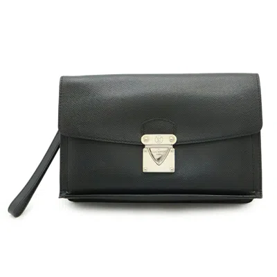Pre-owned Louis Vuitton Taiga Ardoise Black White Taiga Leather Clutch Bag ()