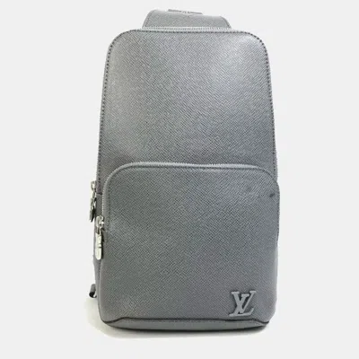 Pre-owned Louis Vuitton Taiga Avenue Backpack Shoulder Bag In Leather Green/grey In Gray