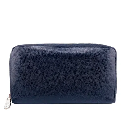Pre-owned Louis Vuitton Taiga Black Leather Long Wallet (bi-fold) ()