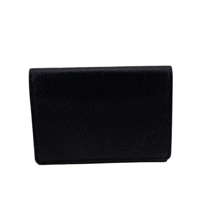 Pre-owned Louis Vuitton Taiga Black Taiga Leather Card Wallet ()