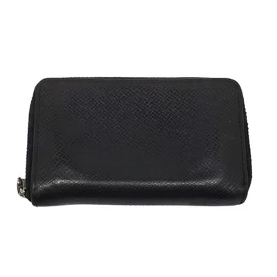 Pre-owned Louis Vuitton Taiga Black Taiga Leather Coin Purse/coin Case ()
