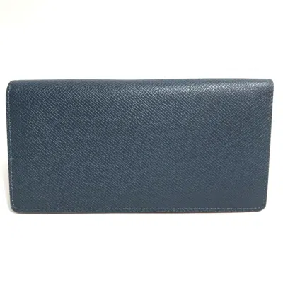 Pre-owned Louis Vuitton Taiga Blue Ocean Taiga Leather Long Wallet (bi-fold) ()