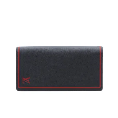 Pre-owned Louis Vuitton Taiga Blue Red Color Leather Long Wallet (bi-fold) () In Blue, Red Color