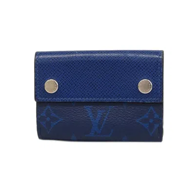 Pre-owned Louis Vuitton Taiga Canvas Wallet () In Blue