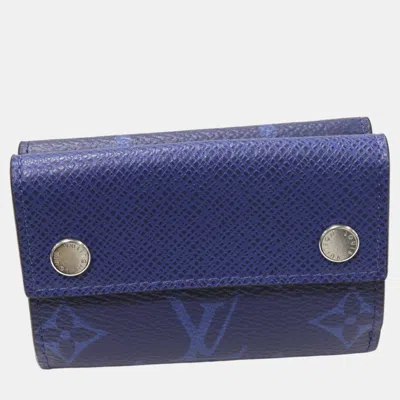 Pre-owned Louis Vuitton Taiga Cobalt Blue Canvas Tri-fold Wallet