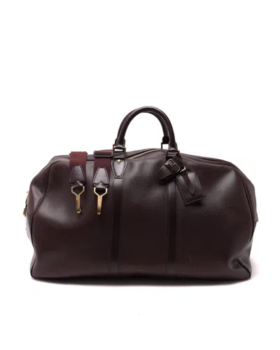 Pre-owned Louis Vuitton Taiga Kendall Gm Weekend Bag In Burgundy