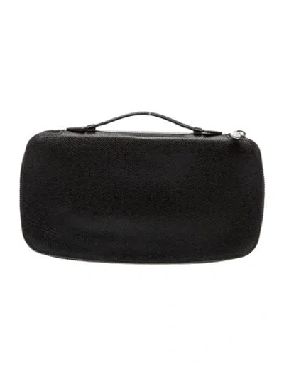 Pre-owned Louis Vuitton Taiga Leather Atoll Travel Case Wallet In Black
