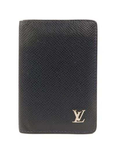 Pre-owned Louis Vuitton Taiga Leather Card Holder In Blue