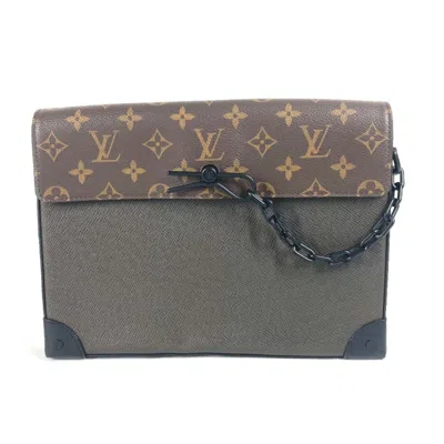 Pre-owned Louis Vuitton Taiga Leather Leather Monogram Canvas Clutch Bag Pochette Pouch () In Multi