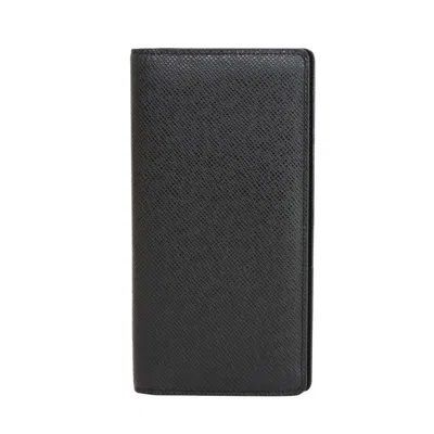 Pre-owned Louis Vuitton Taiga Leather Long Wallet (bi-fold) () In Black