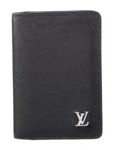 Pre-owned Louis Vuitton Taiga Leather Wallet In Black
