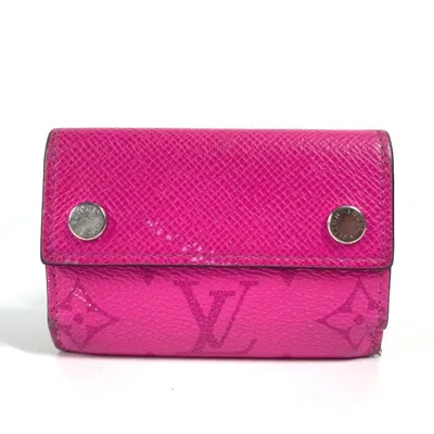 Pre-owned Louis Vuitton Taiga Leather Wallet (tri-fold) () In Pink