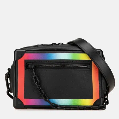 Pre-owned Louis Vuitton Taiga Mini Soft Trunk Shoulder Bag Black Rainbow Leather