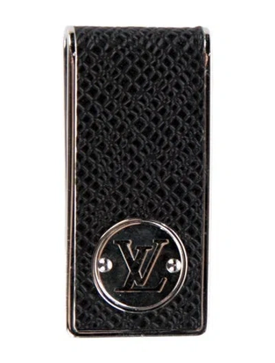 Pre-owned Louis Vuitton Taiga Neo Lv Club Money Clip In Black