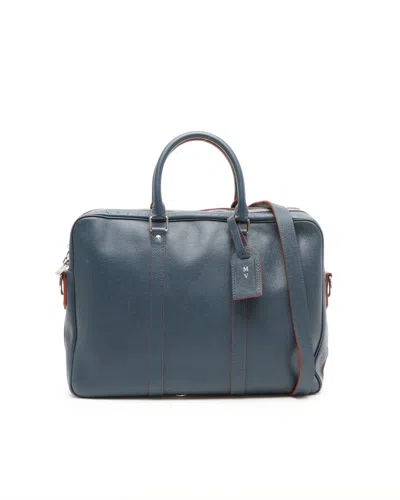 Pre-owned Louis Vuitton Taiga Porte-documents Voyage Pm Business Bag In Blue