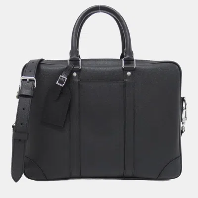 Pre-owned Louis Vuitton Taiga Porto Document Voyage Handbag In Black