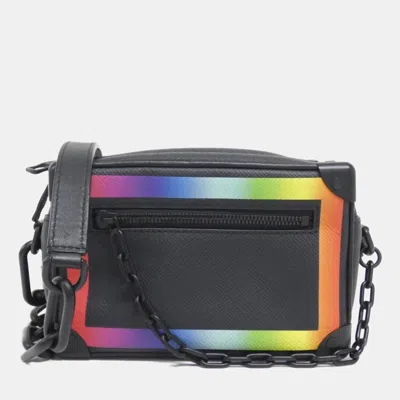 Pre-owned Louis Vuitton Taiga Rainbow Color Mini Soft Trunk Shoulder Bag In Black