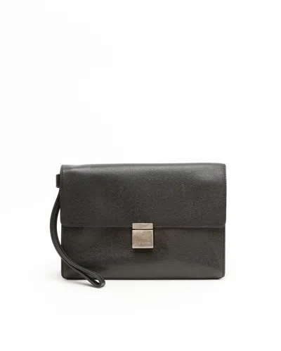 Pre-owned Louis Vuitton Taiga Selenga Clutch Bag In Black