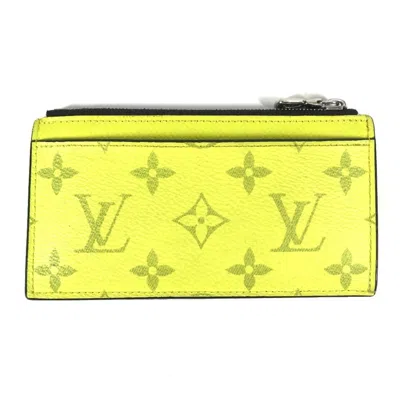 Pre-owned Louis Vuitton Taiga Yellow Taiga Leather Monogram Coin Purse/coin Case ()