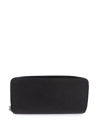 Pre-owned Louis Vuitton Taiga Zippy Vertical Wallet In Black