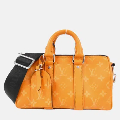 Pre-owned Louis Vuitton Taigarama Keepall Bandouliere 25cm Boston Bag In Orange
