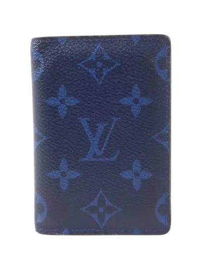 Pre-owned Louis Vuitton Taigarama Monogram Canvas Card Case In Blue