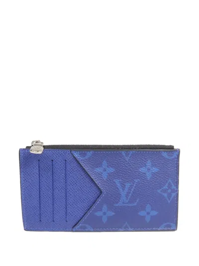 Pre-owned Louis Vuitton Taigarama Monogram Card Holder In Blue