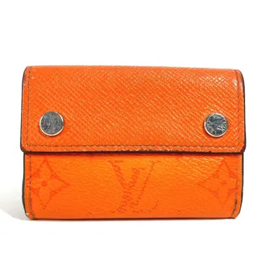 Pre-owned Louis Vuitton Taigarama Orange Taiga Leather Monogram Wallet (tri-fold) ()