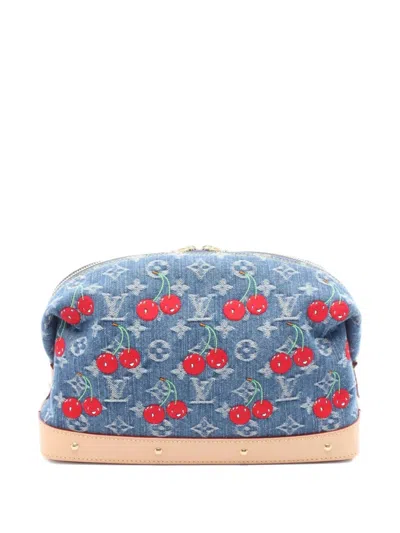 Pre-owned Louis Vuitton × Takashi Murakami 2021 Monogram Cherry Makeup Bag In Blue