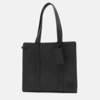 Pre-owned Louis Vuitton Take Off Aerogram Black Leather Tote Bag