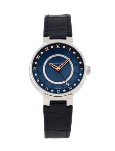 Pre-owned Louis Vuitton Tambour Moon Dual Time Mm Watch In Multi