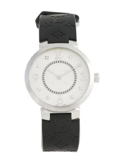 Pre-owned Louis Vuitton Tambour Slim Monogram 33 Watch In Multi