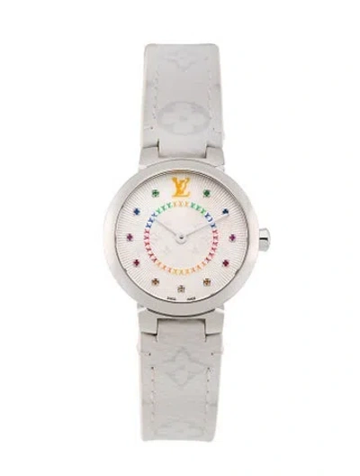 Pre-owned Louis Vuitton Tambour Slim Rainbow Watch In Multi