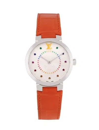 Pre-owned Louis Vuitton Tambour Slim Rainbow Watch In Multi