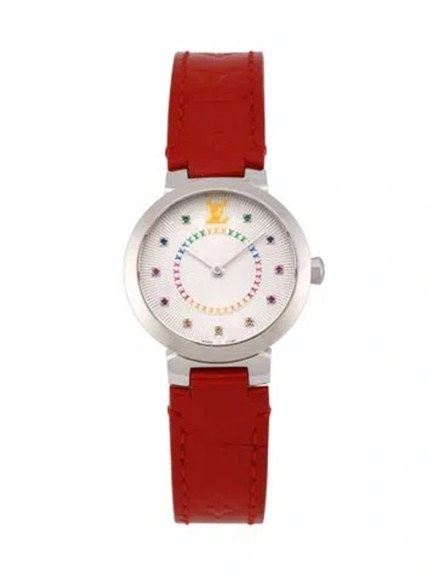 Pre-owned Louis Vuitton Tambour Slim Rainbow Watch In Multi