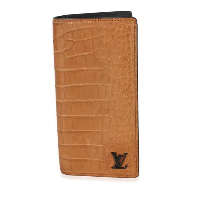Pre-owned Louis Vuitton Tan Alligator Monogram Brazza Wallet