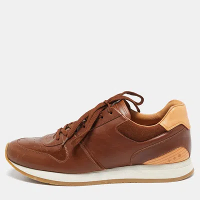 Pre-owned Louis Vuitton Tan/brown Monogram Canvas And Leather Run Away Sneakers Size 41.5